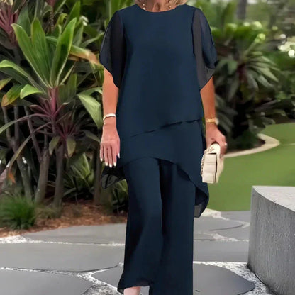 Chic irregular top and trouser co-ord set for women | Herlene -1