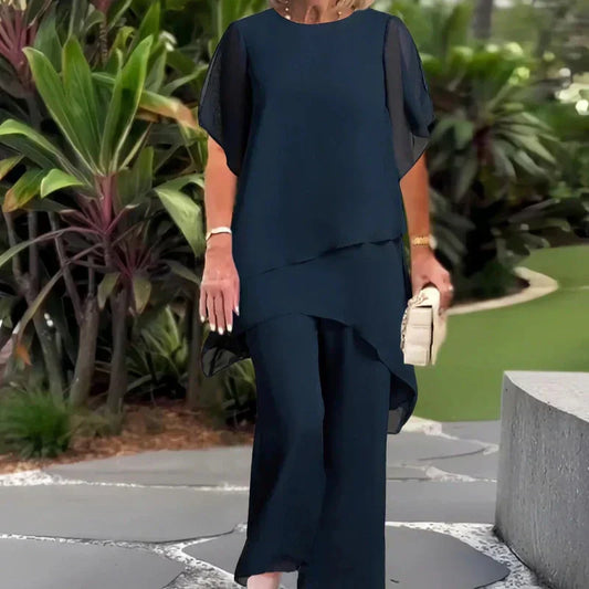Chic irregular top and trouser co-ord set for women | Herlene -1
