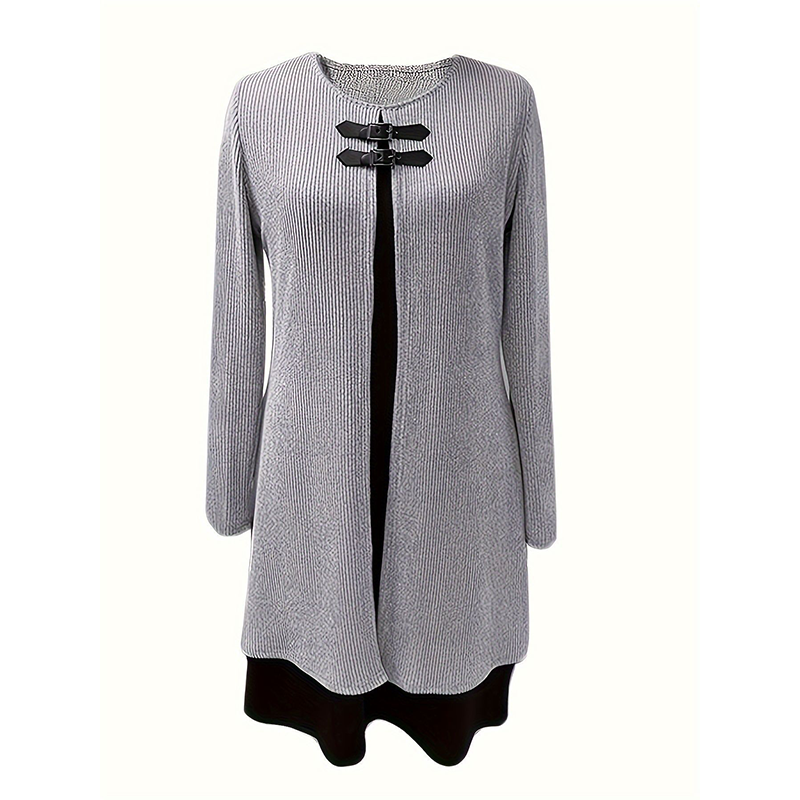 A-line knee-length two-piece look dress for women | Zweiteiler -12