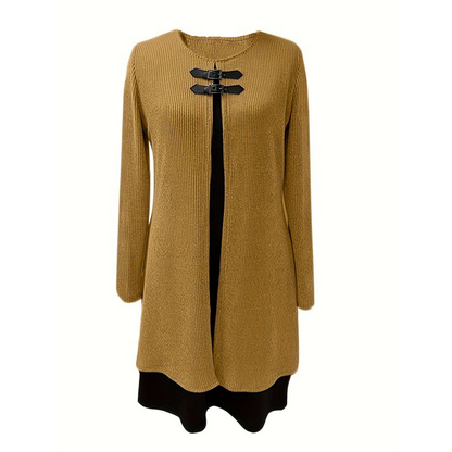 A-line knee-length two-piece look dress for women | Zweiteiler -11