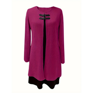 A-line knee-length two-piece look dress for women | Zweiteiler -13