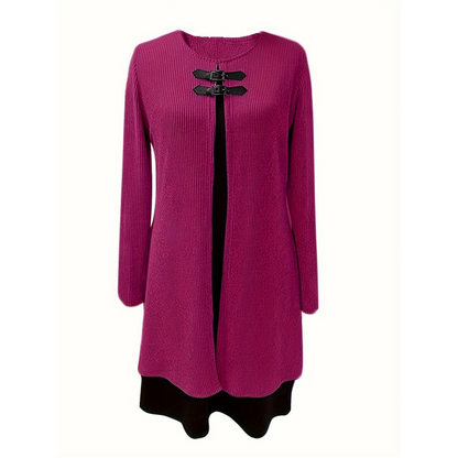A-line knee-length two-piece look dress for women | Zweiteiler -13