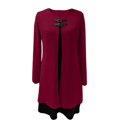 A-line knee-length two-piece look dress for women | Zweiteiler -15