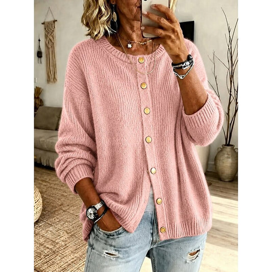 Wynnora | Women's Crew Neck Button Front Cardigan