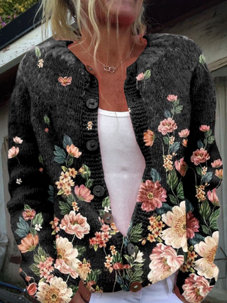 Saevra | Women's Floral Print Button Front Cardigan