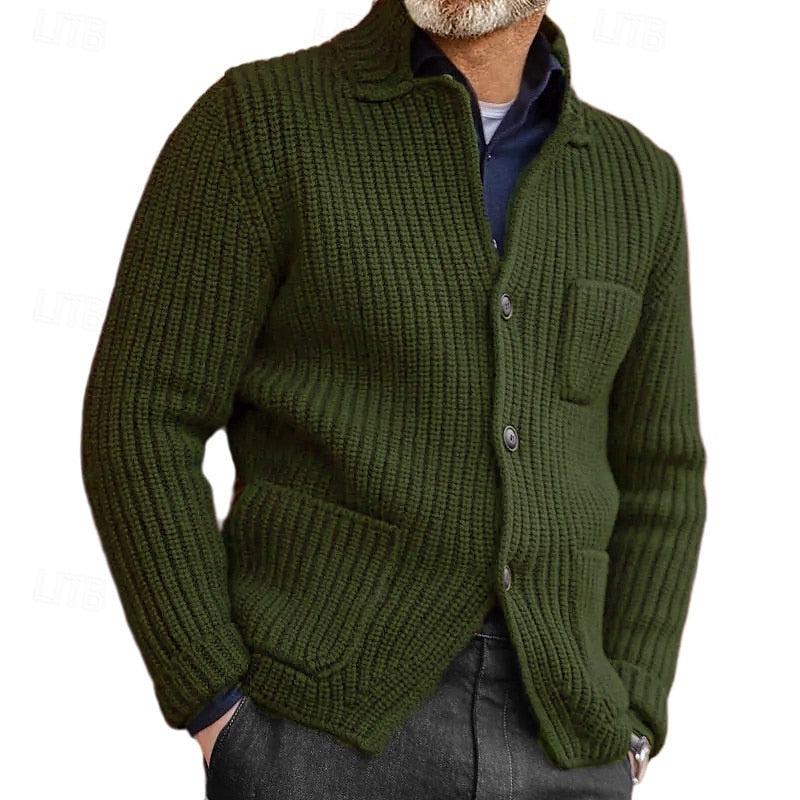 Corwin | Men's Ribbed Stand Collar Button Cardigan