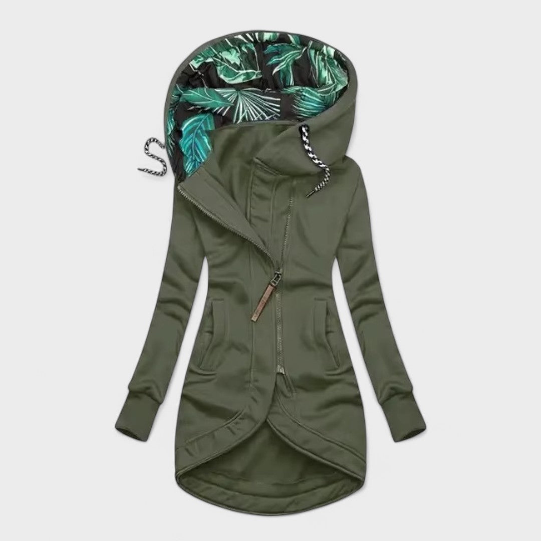 Longline hooded everyday jacket for women | Sylverra -4