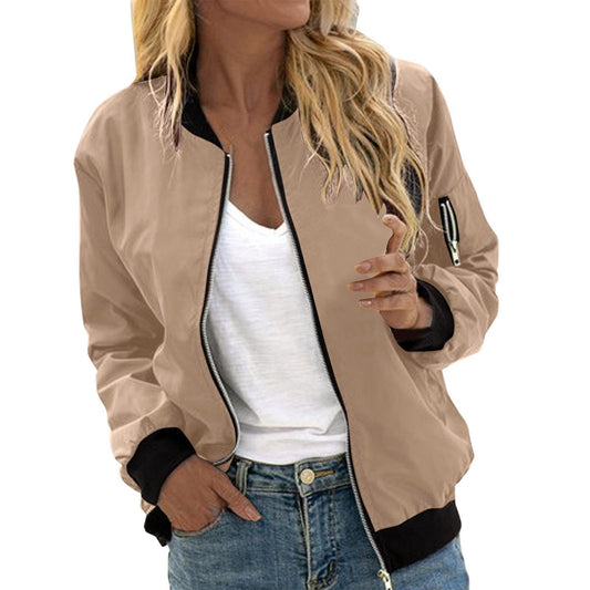 Trevella | Women's Oversized Zip Up Bomber Jacket with Pockets