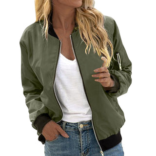 Trevella | Women's Oversized Zip Up Bomber Jacket with Pockets