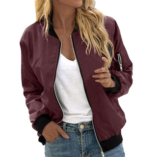 Trevella | Women's Oversized Zip Up Bomber Jacket with Pockets