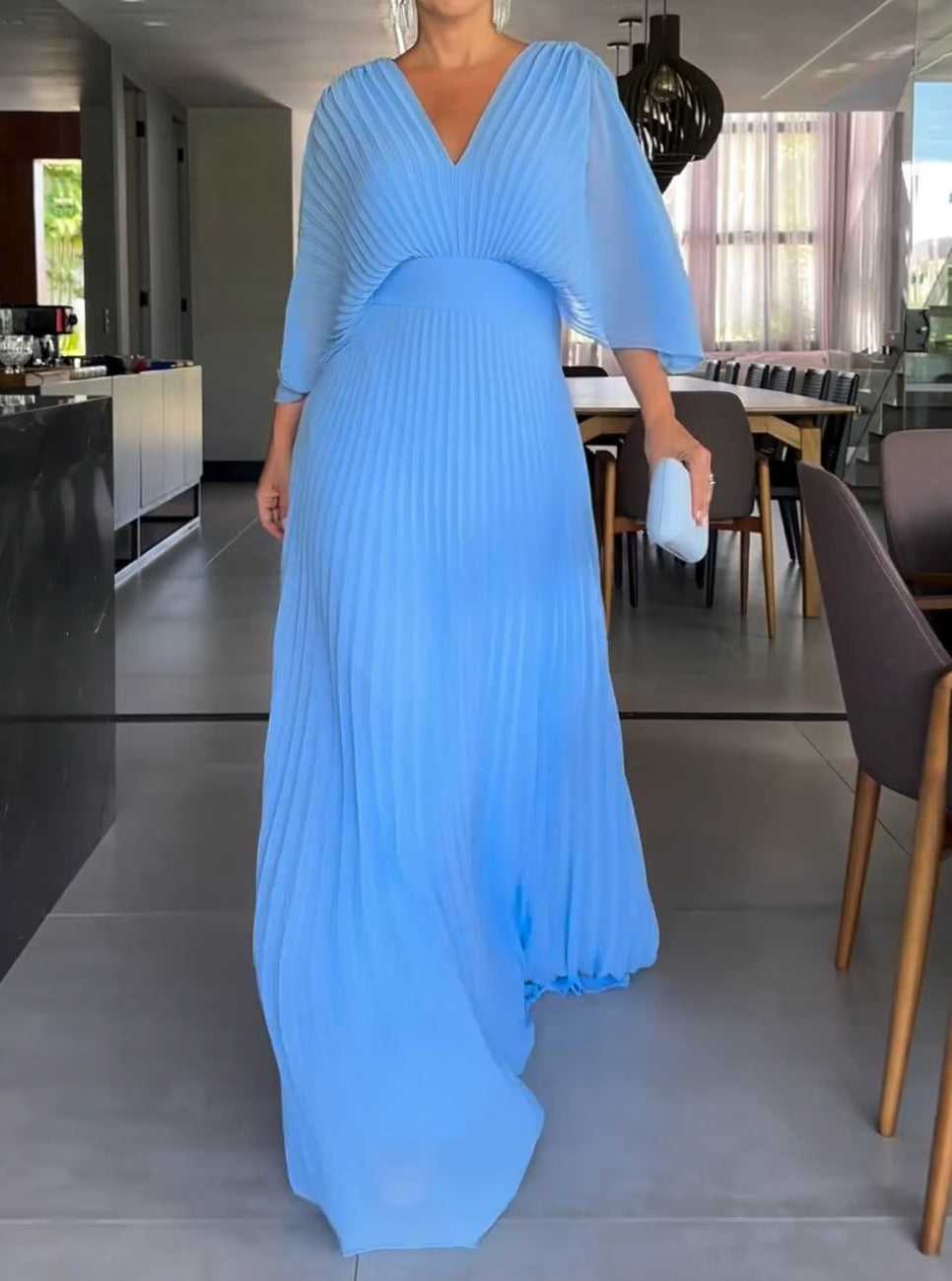 Floating ribbed maxi dress for women | Ria -5