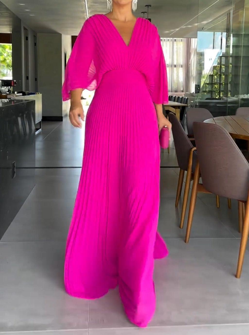Floating ribbed maxi dress for women | Ria -3