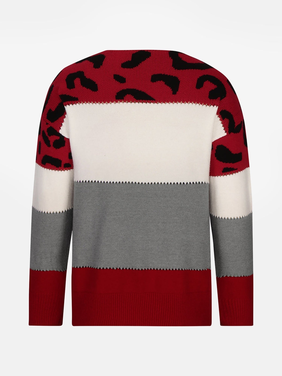 Valora | Women's Leopard Print Color Block Knit Sweatshirt