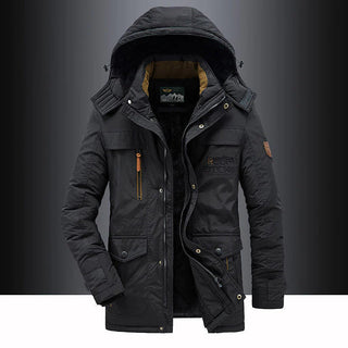 Fleece-lined hooded thigh-length winter parka for men | Hudson -1