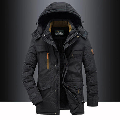 Fleece-lined hooded thigh-length winter parka for men | Hudson -1