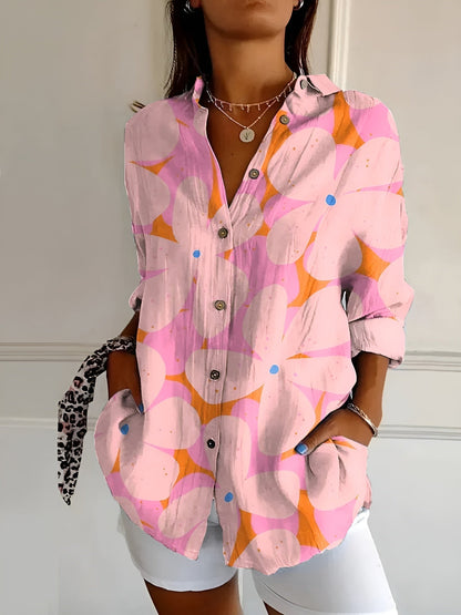 Printed button-up everyday blouse for women | Roseline -9