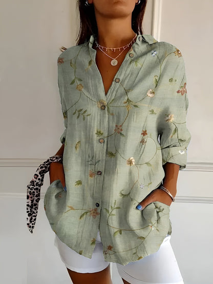 Printed button-up everyday blouse for women | Roseline -5