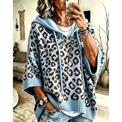 Solvenne | Women's Animal Print Hooded Sweater