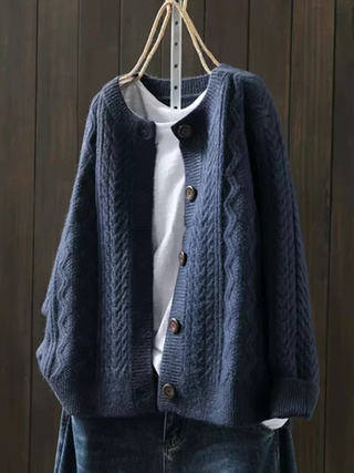Eirven | Women's Oversized Cable Knit Button Front Cardigan