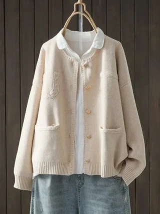 Norevi | Women's Relaxed Knit Cardigan with Patch Pockets