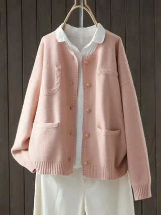 Norevi | Women's Relaxed Knit Cardigan with Patch Pockets