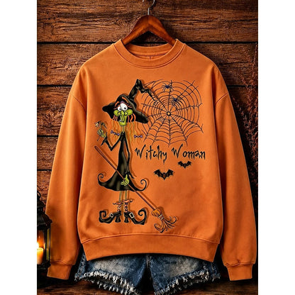Wintress | Women's Witch Print Crew Neck Sweatshirt
