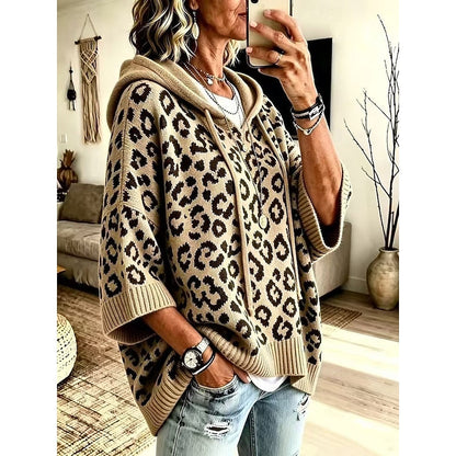Solvenne | Women's Animal Print Hooded Sweater