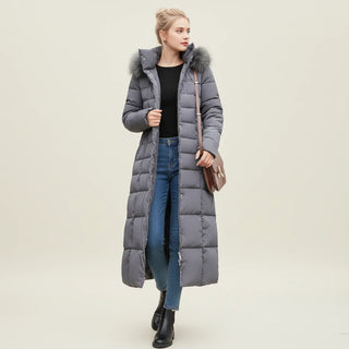 Maxi-length quilted hooded puffer jacket for women | Celeste -3