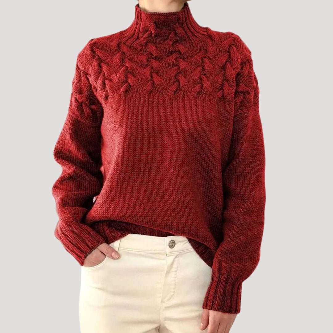 Marivelle | Women's Cable Knit Turtleneck Pullover Sweater