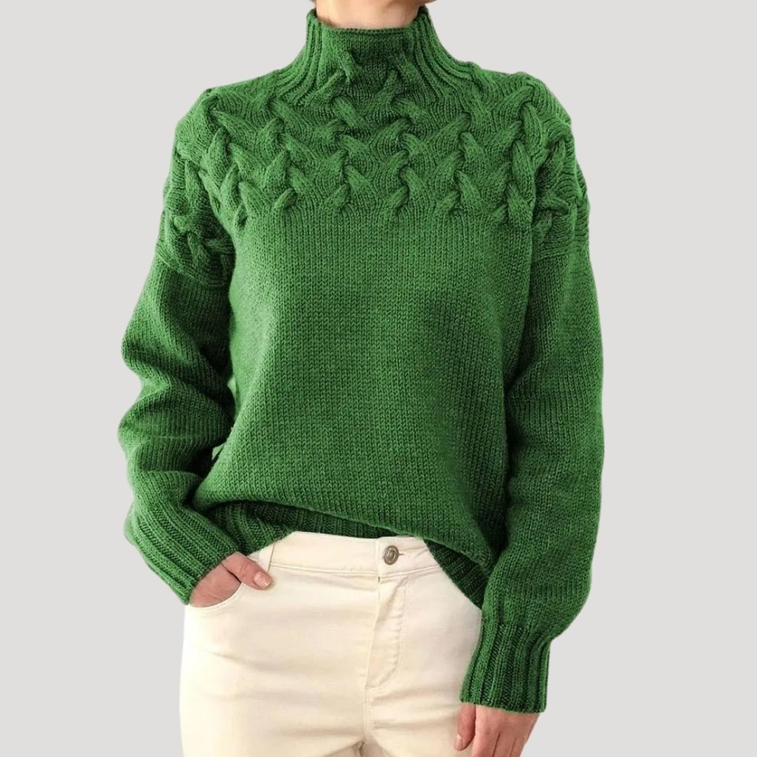 Marivelle | Women's Cable Knit Turtleneck Pullover Sweater