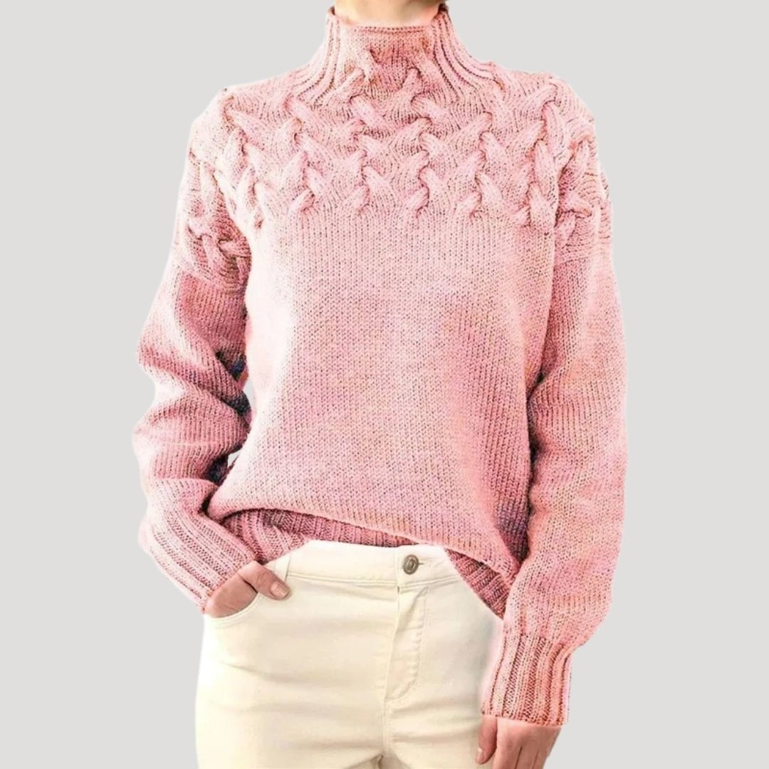 Marivelle | Women's Cable Knit Turtleneck Pullover Sweater