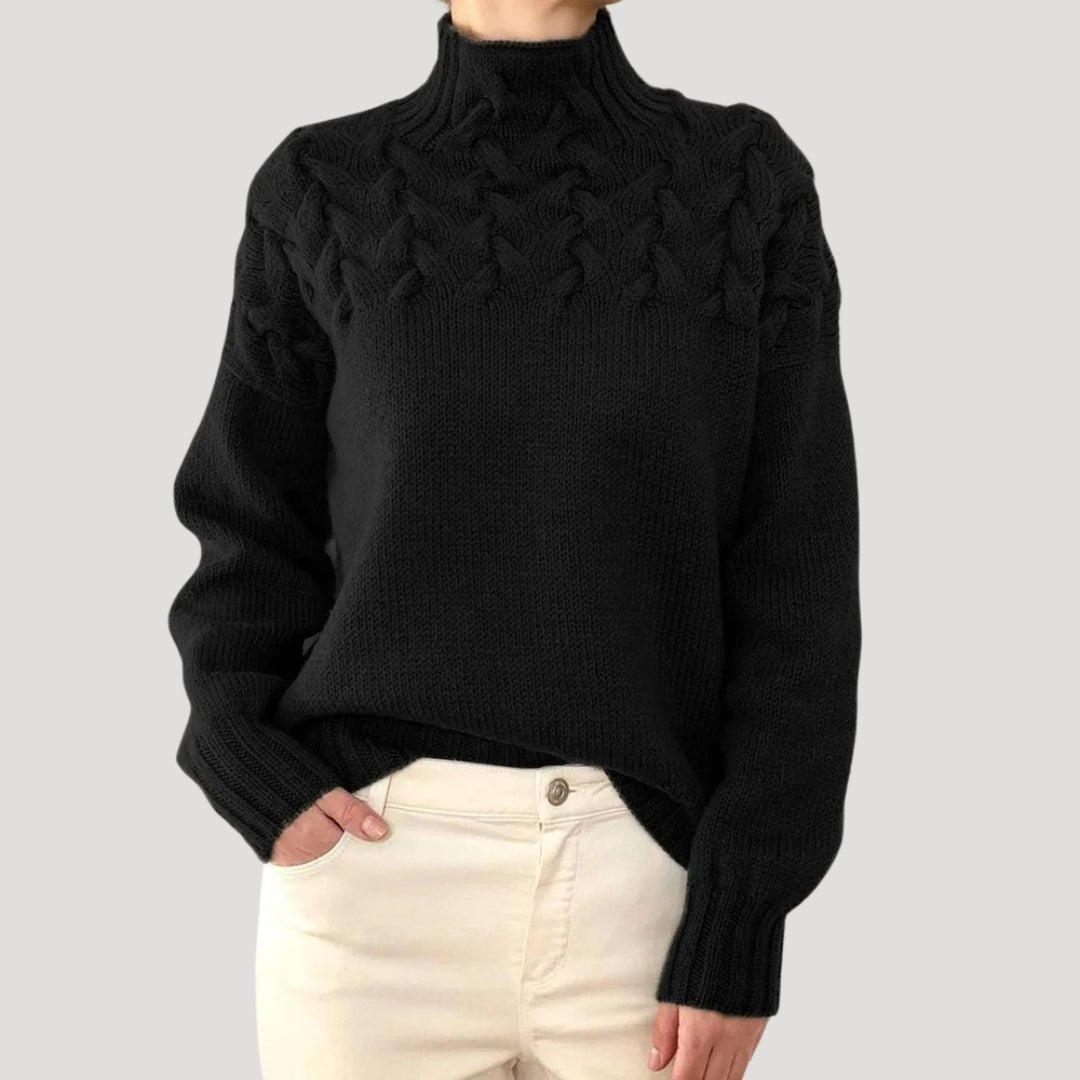 Marivelle | Women's Cable Knit Turtleneck Pullover Sweater