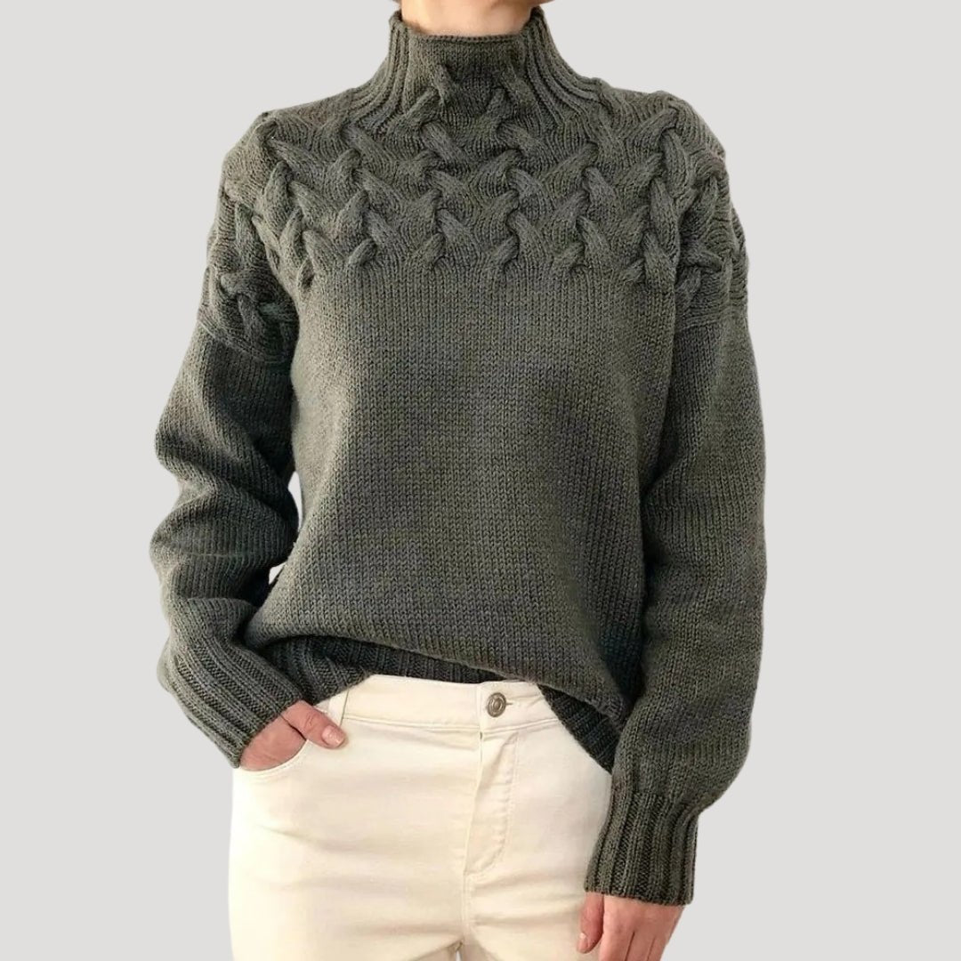 Marivelle | Women's Cable Knit Turtleneck Pullover Sweater