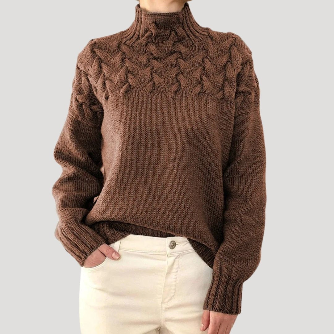 Marivelle | Women's Cable Knit Turtleneck Pullover Sweater