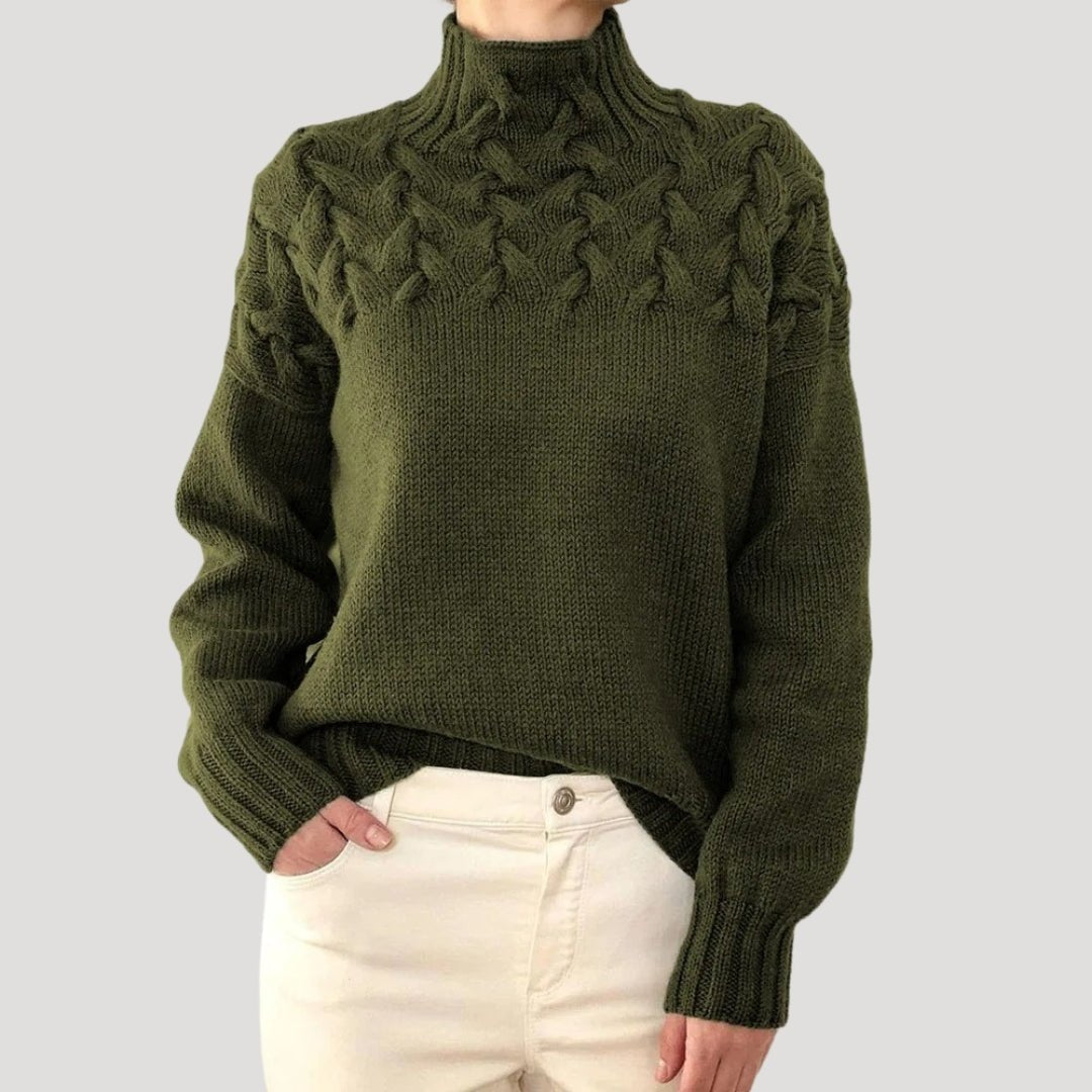 Marivelle | Women's Cable Knit Turtleneck Pullover Sweater