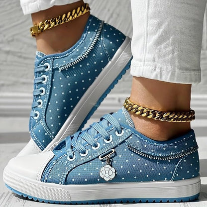 Amelia | Women's Dotted Lace Up Sneakers with Rounded Toe
