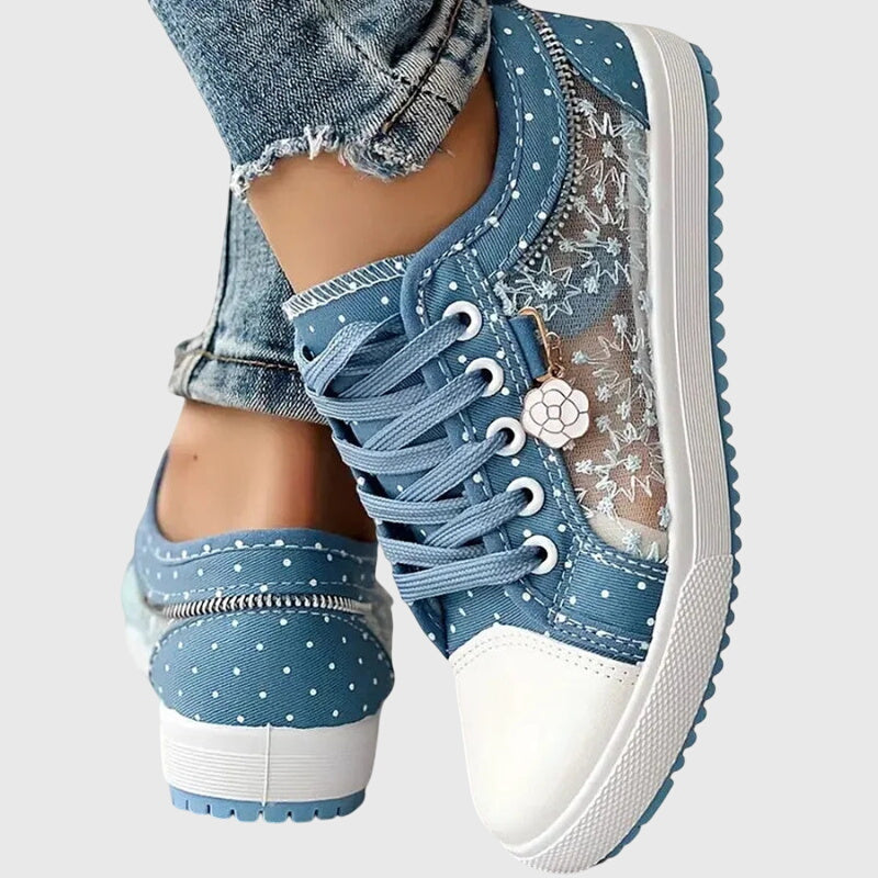 Amelia | Women's Dotted Lace Up Sneakers with Rounded Toe