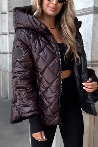 Audrey | Women's Diamond Quilted Puffer Jacket with Hood and Zip Front