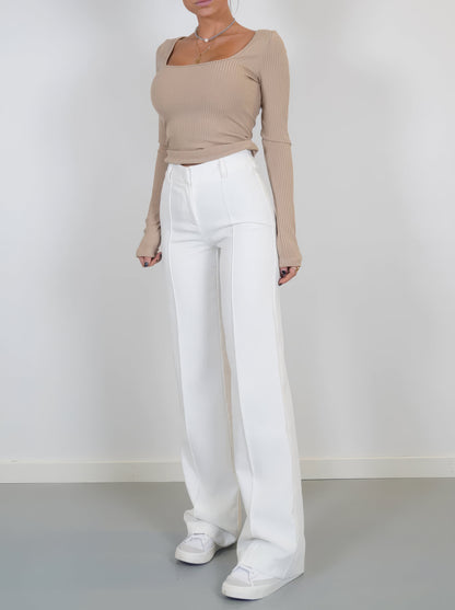Audrey | Women's High Waist Wide Leg Pants with Front Seams