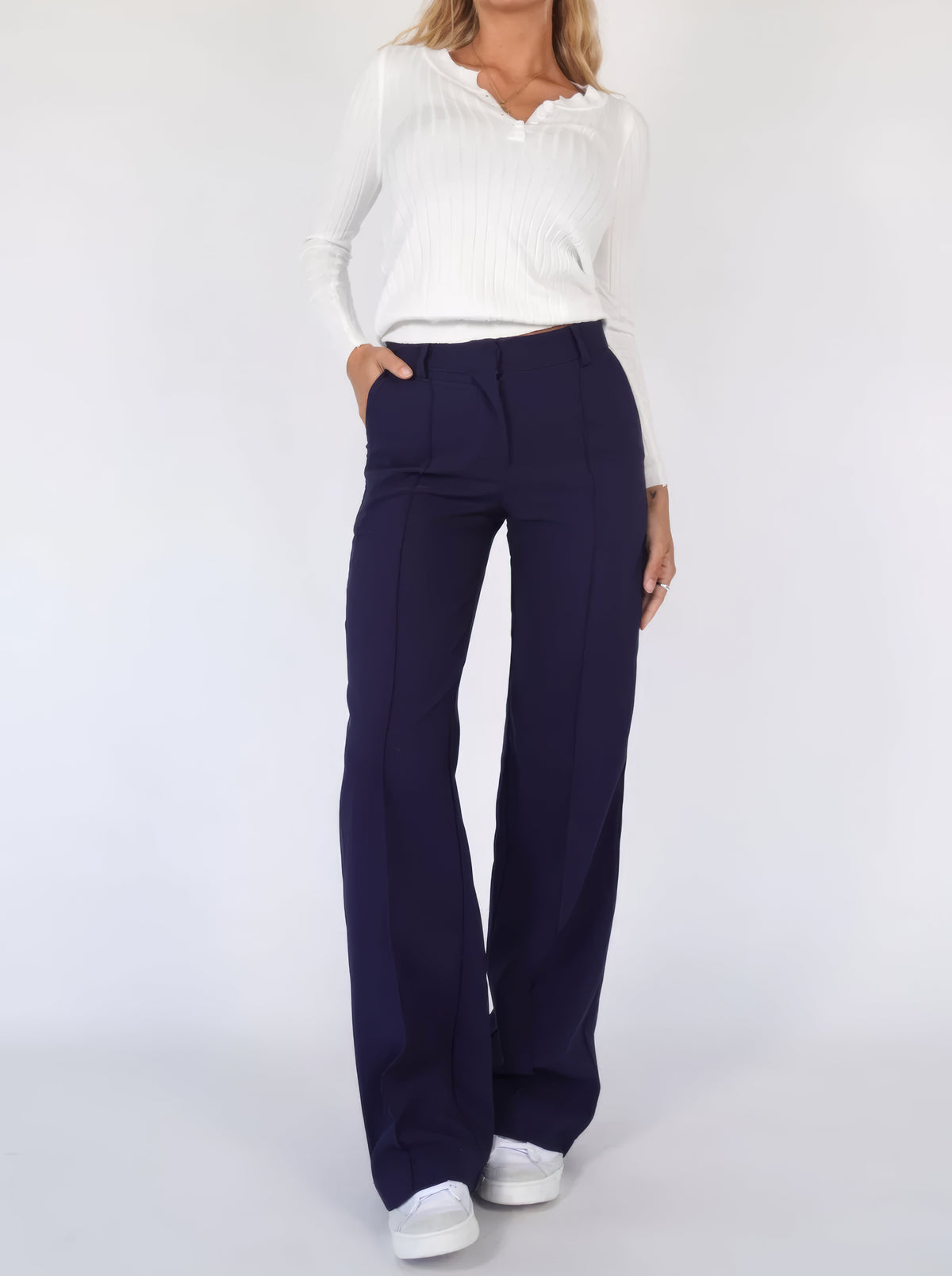 Audrey | Women's High Waist Wide Leg Pants with Front Seams