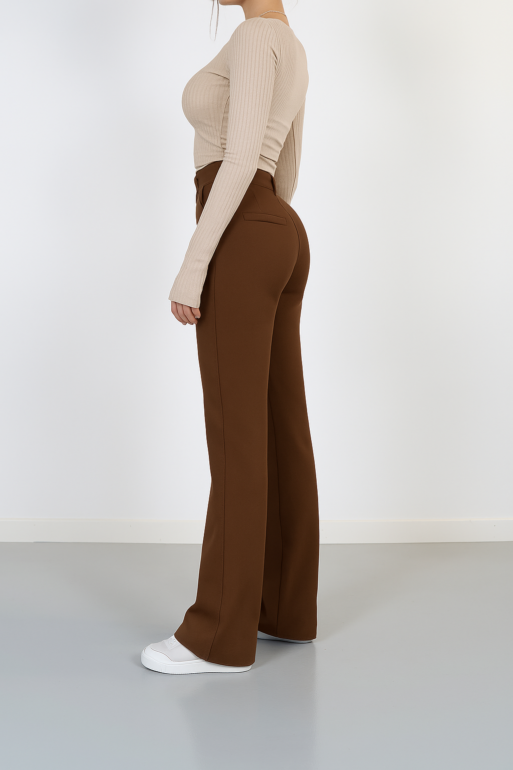 Audrey | Women's High Waist Wide Leg Pants with Front Seams
