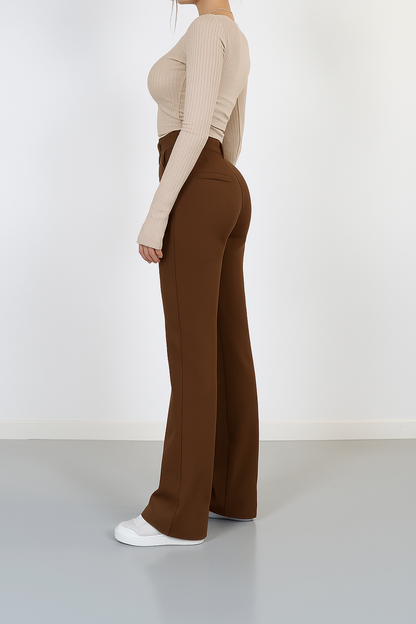 Audrey | Women's High Waist Wide Leg Pants with Front Seams