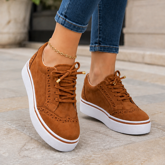 Nora | Women's Perforated Lace Up Platform Sneakers