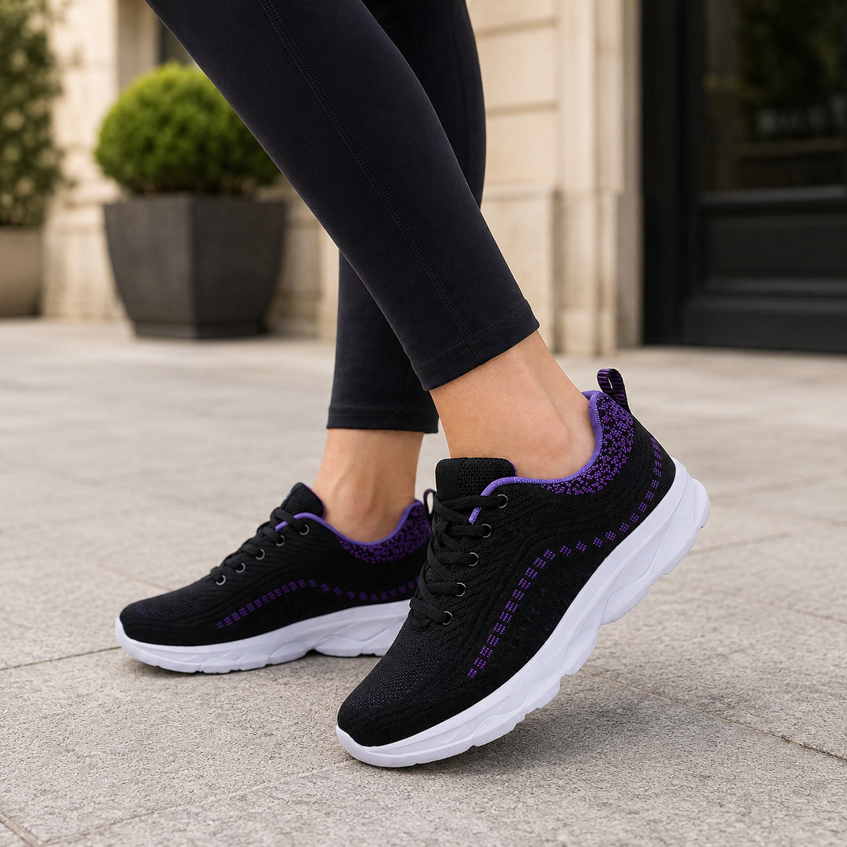Maren | Women's Textured Lace Up Sneakers with Thick Sole