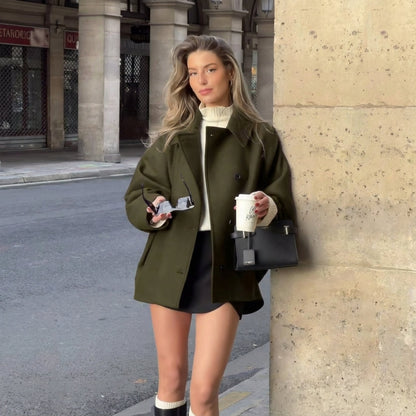 Camille | Women's Oversized Wool Jacket with Turn Down Collar