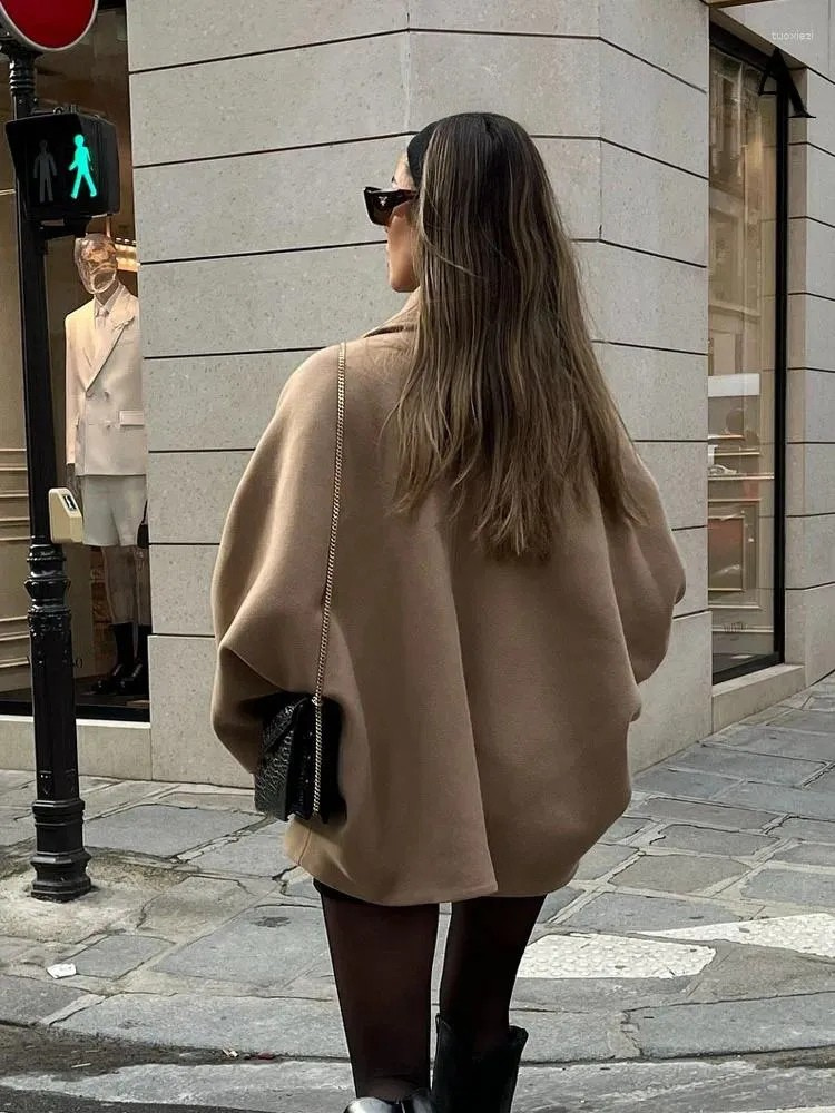 Camille | Women's Oversized Wool Jacket with Turn Down Collar