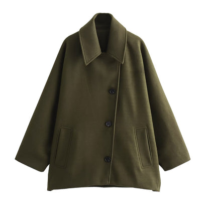 Camille | Women's Oversized Wool Jacket with Turn Down Collar