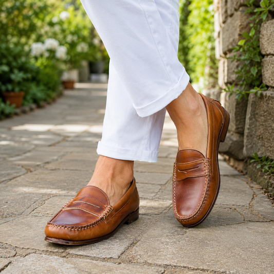 Colette | Women's Leather Penny Loafers with Moc Toe
