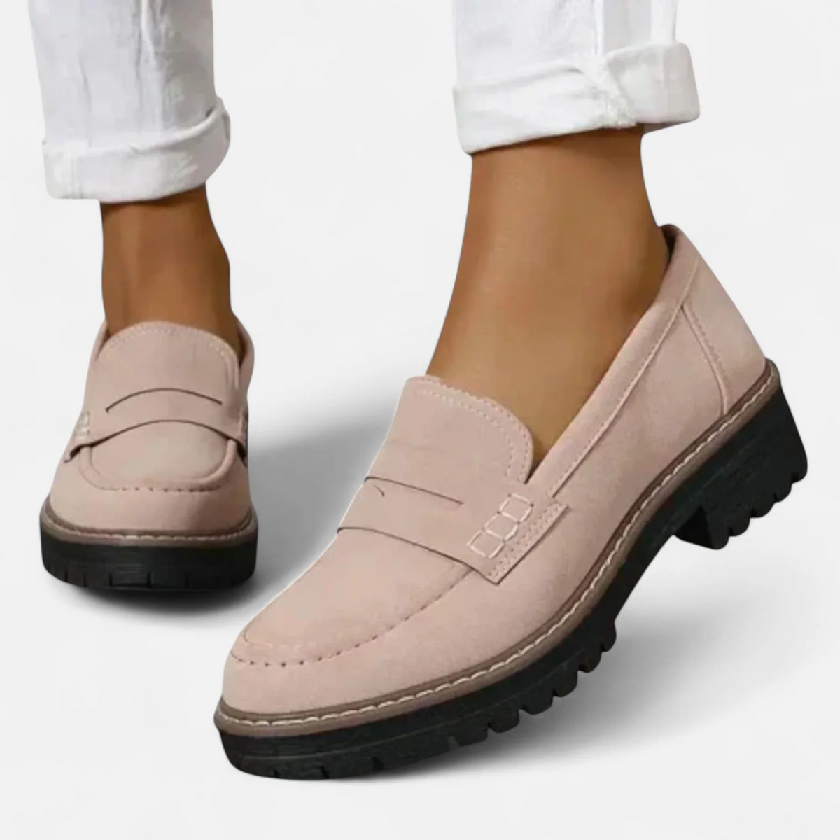 Clara | Women's Stitched Penny Loafers with Lug Sole