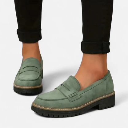 Clara | Women's Stitched Penny Loafers with Lug Sole